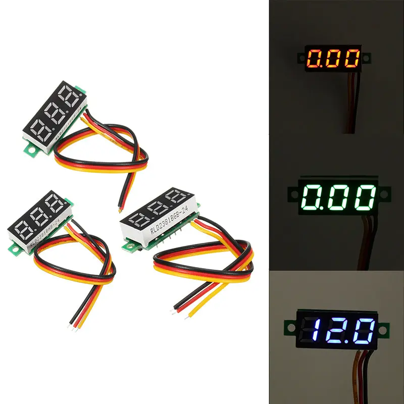 0.28 Inch Mini Digital Battery Voltage Checker Voltmeter Dc 0-100V 3 Cables With Protection 1