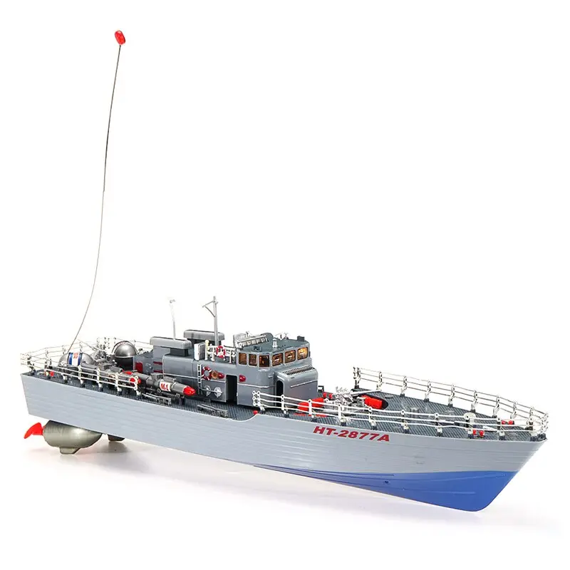 1/115 2.4G Eht-2877 Missile Destroyer Rc Boat 4Km/H Vehicle Models Outdoor Toys Boy Gifts W/ Two Motors Light Controller 1