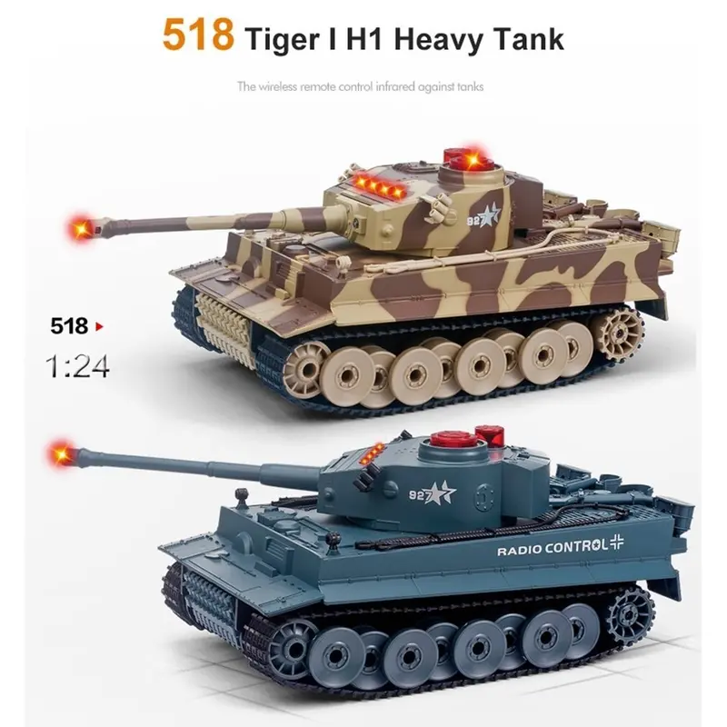 1/24 Rc Tank Crawler Ir Remote Control Toys Simulation Infrared Cannon Emmagee Rc Fighting Battle Tank Toy Rc Car Kids Gifts 1