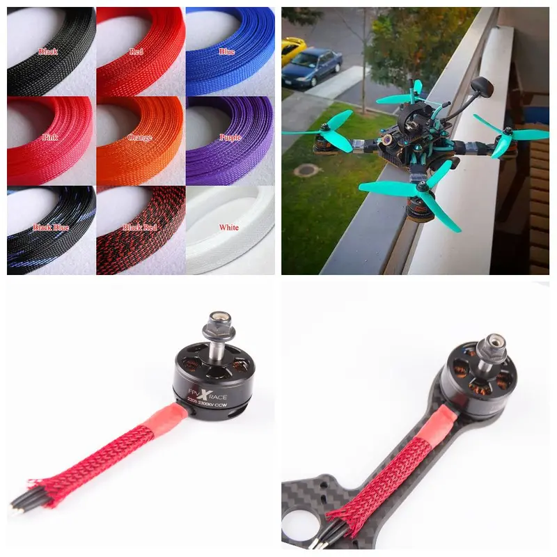 1 Meter 6Mm New Tight Braided Pet Expandable Sleeving Cable Wire Sheath For Fpv Racing Drone Quadcpter Motor Esc Parts 1