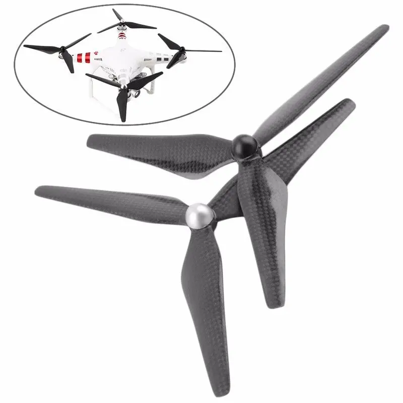 1 Pair 9450 Carbon Fiber Propellers Self-Locking 3-Blade Props For Dji Phantom 2 Phantom 3 Rc Drone 1