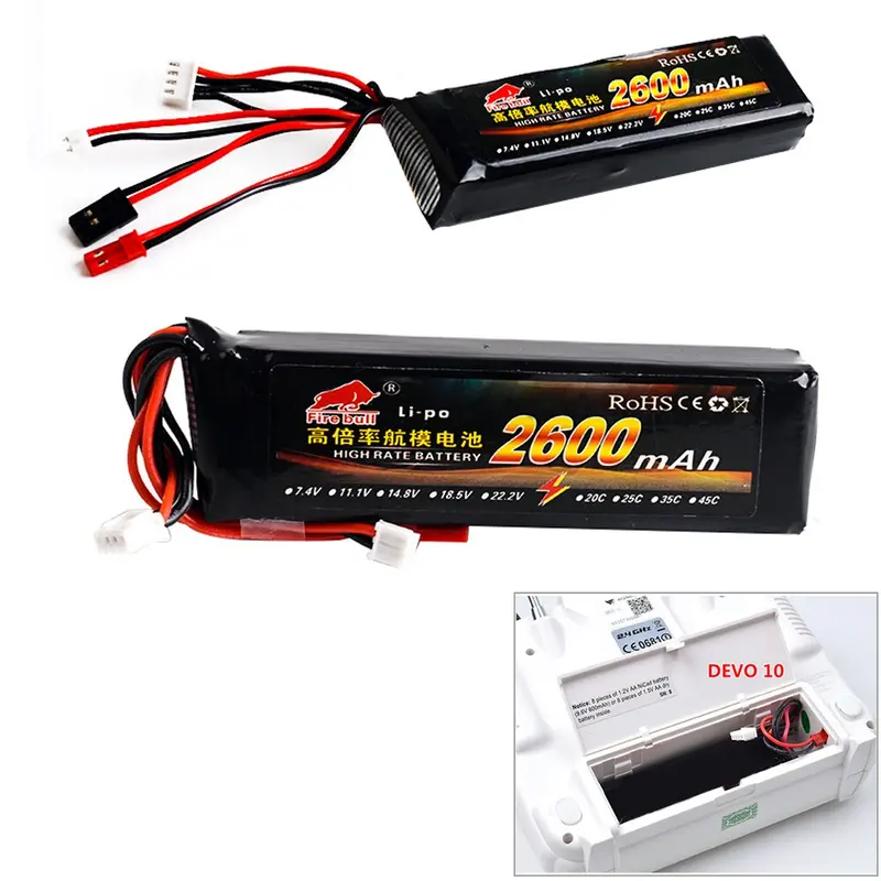 1 Pcs 11.1V 2600Mah 8C 3S Li-Poly Rc Battery For Walkera Devo 7 Devo 10 Devo12e F12e Wfly9 Radiolink At9 At10 Transmitter 1