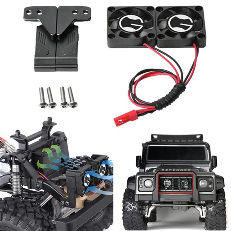 1 Set Radiator Cooling Twin Fan For 1/10 Traxxas Trx-4 Trx4 Defender Rc Car Parts 1