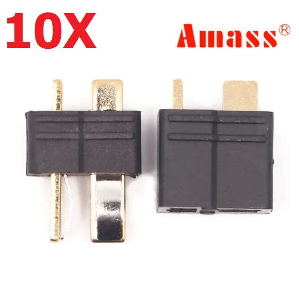 10 Pair Amass Am-1015B Anti-Slip Black T Plug Connector Male & Female 1