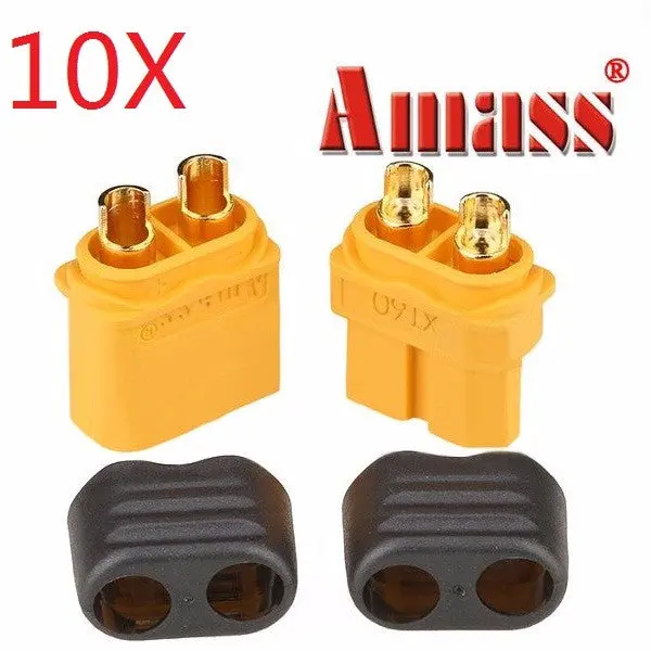 10 Pairs Amass Xt60+ Plug Connector With Sheath Housing Male & Female For Rc Drone 1