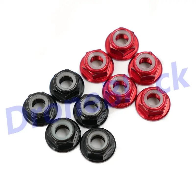 10 Pcs M5 Aluminum Flange Nylon Nut Low Profile Cw Ccw Anti-Loose Insert Lock For 2204 2205 2206 Brushless Motor Rc Qav250 210 1