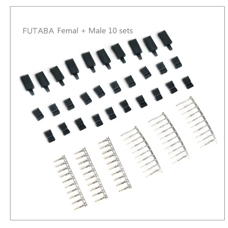 10 Sets Diy 3 Pin Servo Plug Set Female Male Connector Gold Plated For Futaba Jr Type Rc Airplane Multirotor Quadcopter Plug 1