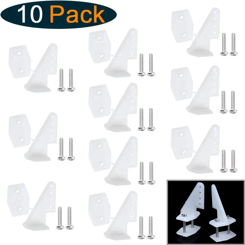 10 Sets Nylon Control Horns 4 Holes W13xl18xh25mm With Screws For Rc Model Airplane Parts Kt Aeromodelling Diy 1