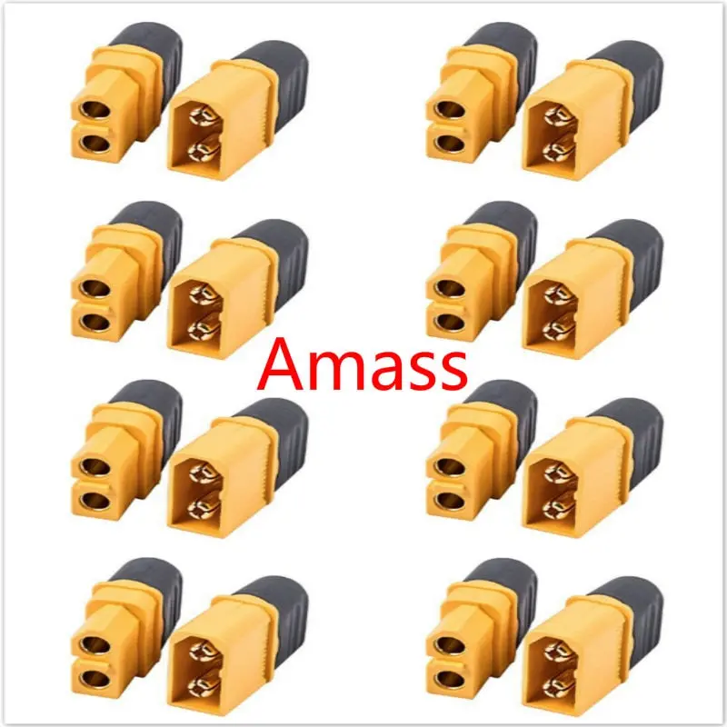 10 X Amass Xt60+ Plug Connector With Sheath Housing 5 Male 5 Female (5 Pair ) Servo Spare Parts 1