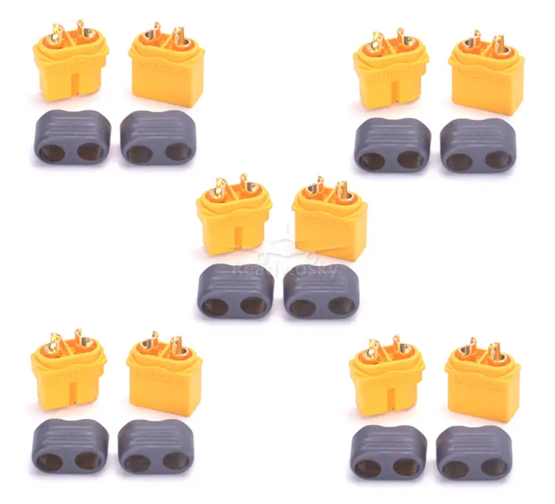 10 X Amass Xt60h Xt60+ Plug Xt60h-F Connector With Sheath Housing 5 Male 5 Female (5 Pairs ) For Fpv Battery Parts 1