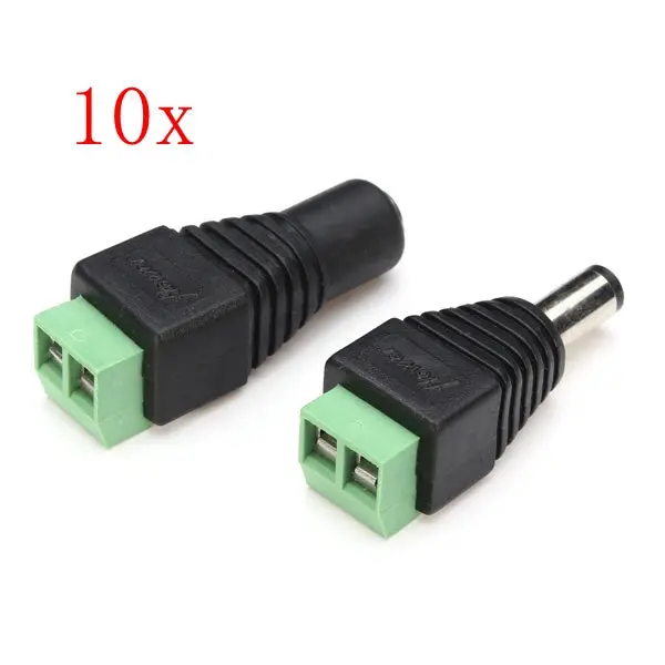 10 X Male Female 12V Dc Power Plug Jack Adapter Connector 5.5X2.1Mm For Cctv 1