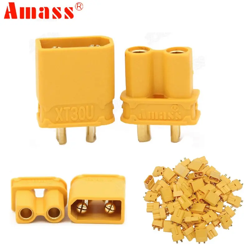 100Pcs/Lot Amass Xt30u 2Mm Antiskid Plug Connector Male+Female 2Mm Golden Connector / Plug Upgrade Xt30 ( 50 Pair ) 1