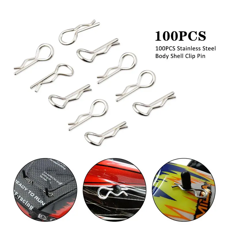 100Pcs Stainless Body Shell Clip Pin For Hsp Rc 1/16 Car Buggy Truck Hsp Traxxas Vehicles 1