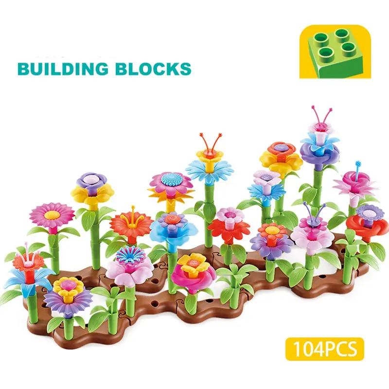 104Pcs Diy Flower Garden Building Blocks Floral Arrangement Assembly Toys Model Building Kits Girls Kids Christmas Gift 1