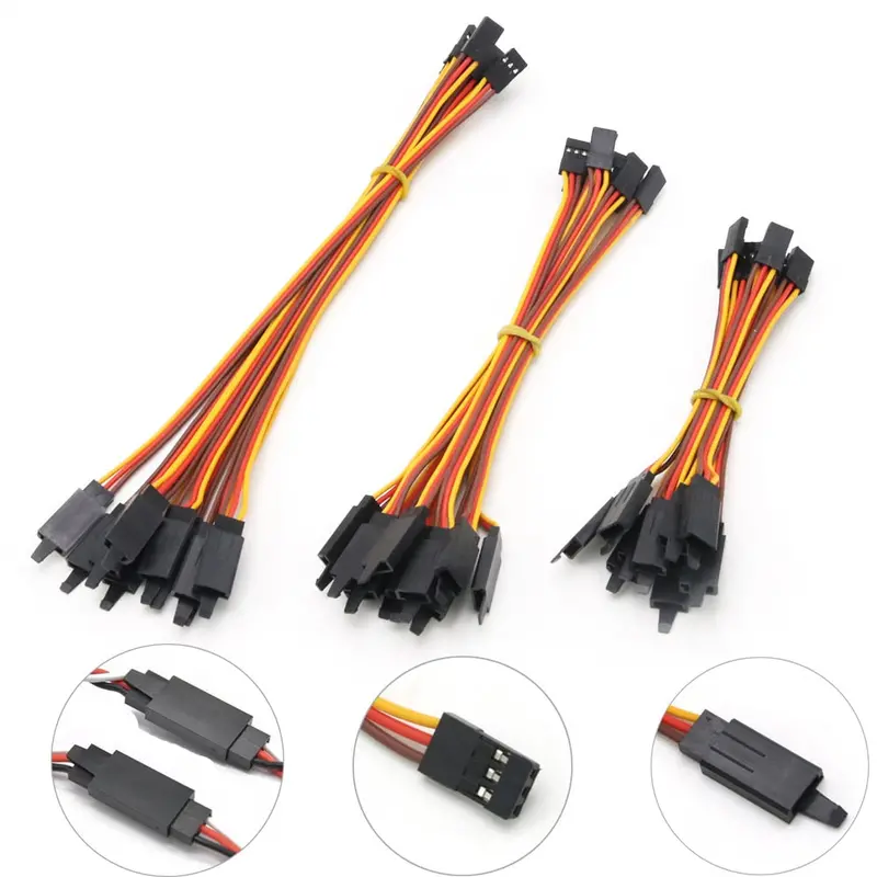 10Pcs 100 /150 / 200 / 300 / 500 / 1000Mm Anti-Loose 60 Core Servo Extension Lead Wire Cable For Rc Futaba Jr Male To Female 1