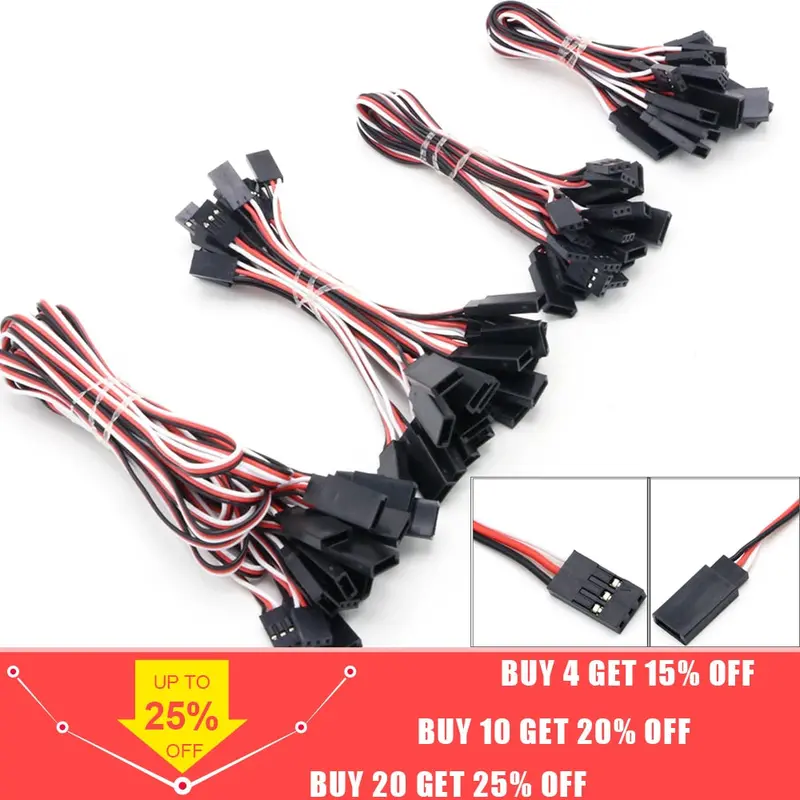 10Pcs 100Mm/150Mm/200Mm/300Mm/500Mm Rc Servo Extension Cord Cable Wire Lead Jr For Rc Helicopter Rc Drone 1