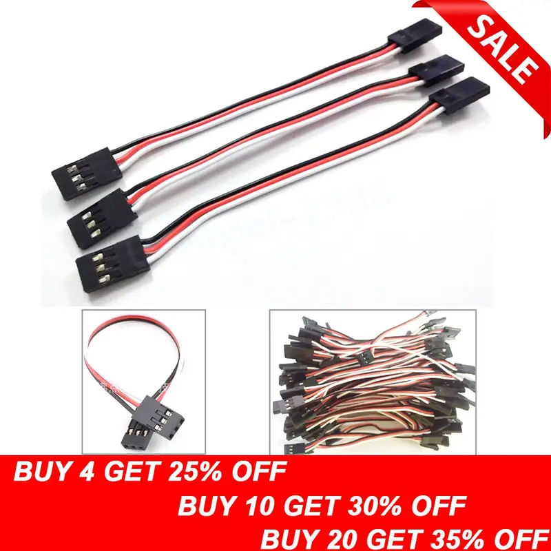 10Pcs 100Mm 150Mm 200Mm 300Mm Servo Extension Cord Male To Male For Jr Plug Servo Extension Lead Wire Cable 10Cm 1