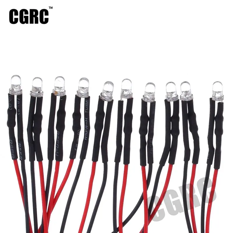 10Pcs 3Mm 5Mm 12V Led Light Red White Yellow For 1/10 Rc Crawler 1/14 Tamiya Rc Truck Drift Car Traxxas Scx10 Scania 1