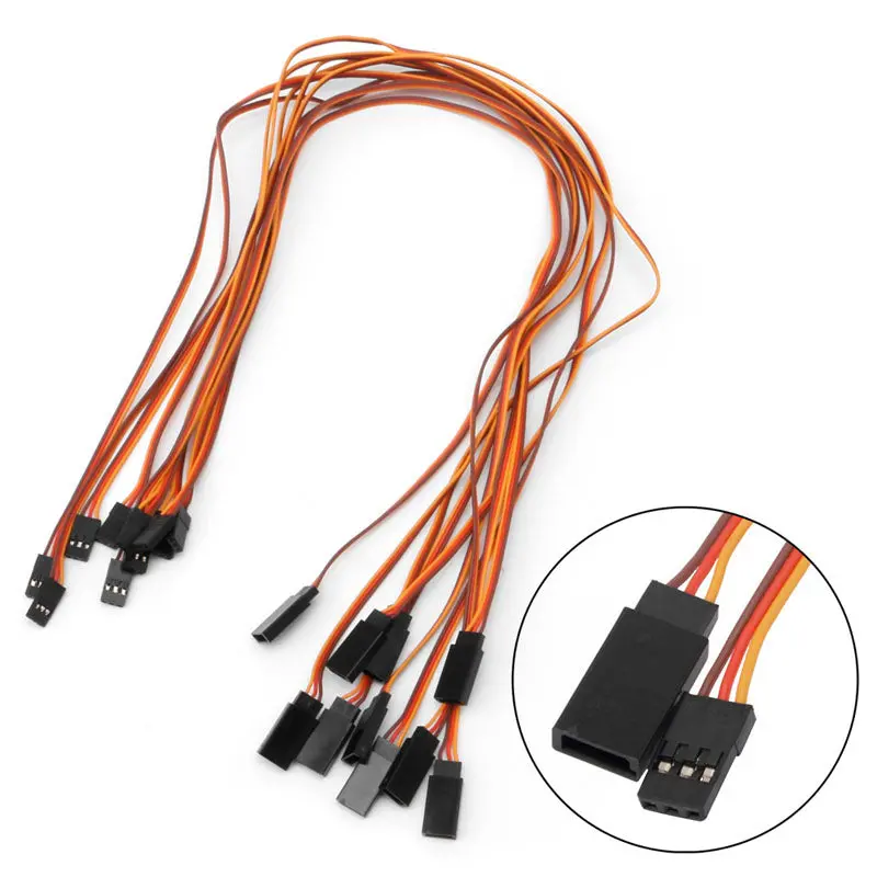 10Pcs 500Mm Servo Extension Lead Wire Cable For Rc Futaba Jr Male To Female 50Cm 1
