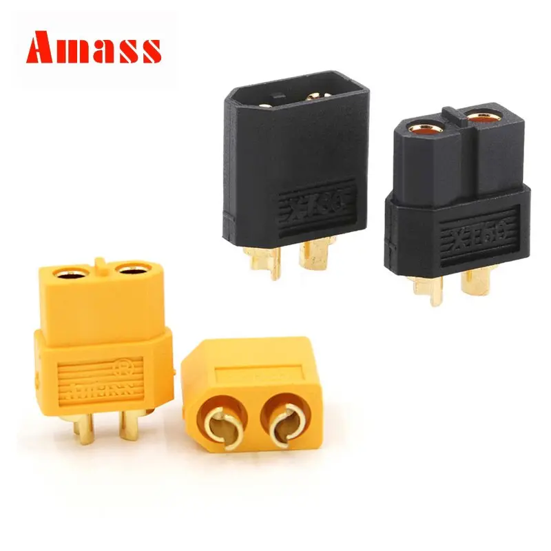 10Pcs Amass Xt60 Xt-60 Xt60 Male Female Bullet Connectors Plugs Black Yellow For Rc Lipo Battery 5Pairs Quadcopter Helicopter 1