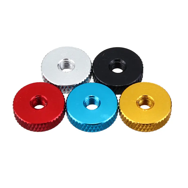 10Pcs M4 Manual Knurled Thumb Aluminum Alloy Screw Nut Spacer Flat Washer 1