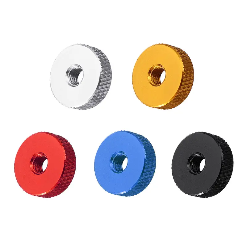 10Pcs M5 Manual Knurled Thumb Aluminum Alloy Screw Nut Spacer Flat Washer 1