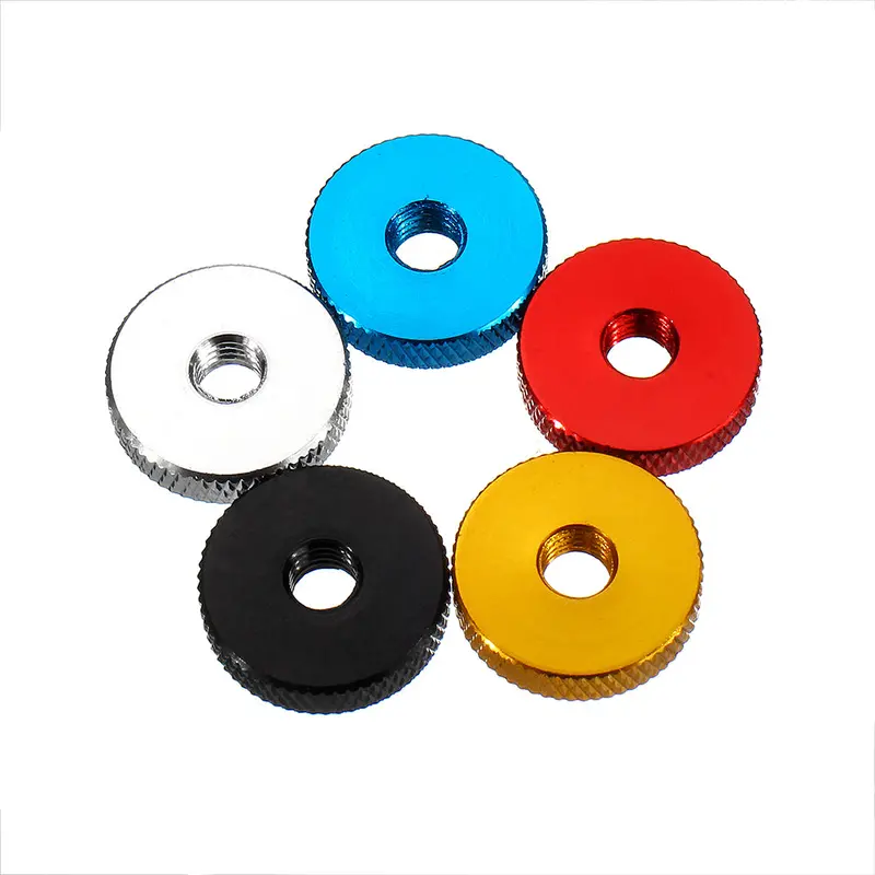 10Pcs M6 Manual Knurled Thumb Aluminum Alloy Screw Nut Spacer Flat Washer 1