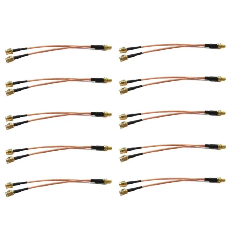 10Pcs Rg316 Sma Female To 2X Sma Male Plug Adapter Cable Y Cable Pigtail 15Cm For Rc Models 1