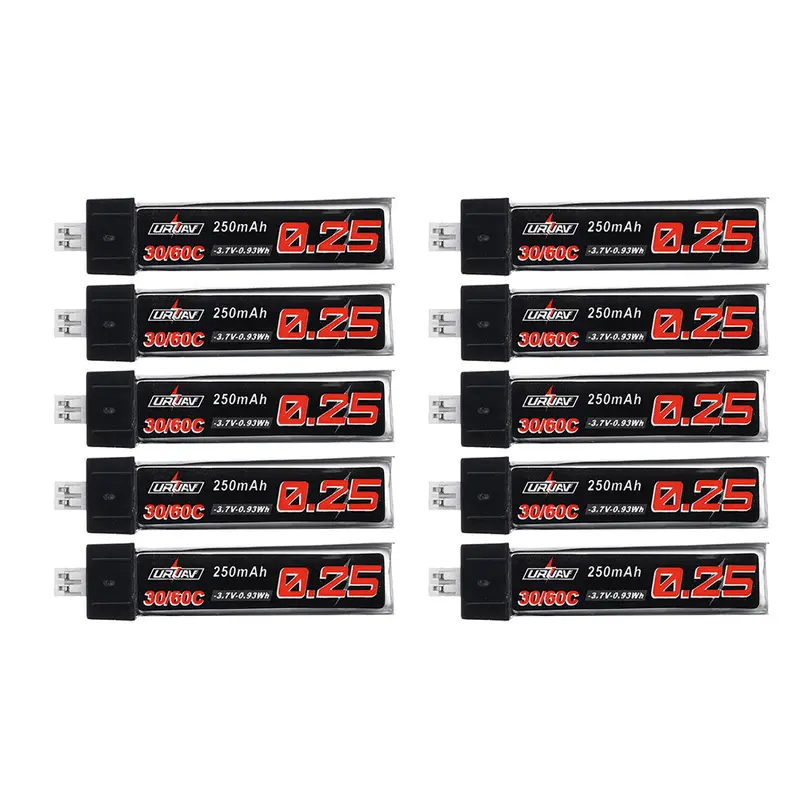 10Pcs Uruav 3.7V 250Mah 30C/60C 1S Lipo Battery Ph2.0 For Blade Nano Qx Cpx Tiny Whoop Tiny6 6X 1
