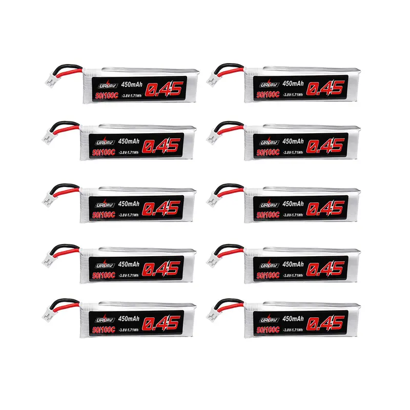 10Pcs Uruav 3.8V 450Mah 50/100C 1S Hv 4.35V Lipo Battery Ph2.0 For Emax Tinyhawk Happymodel Snapper7 2