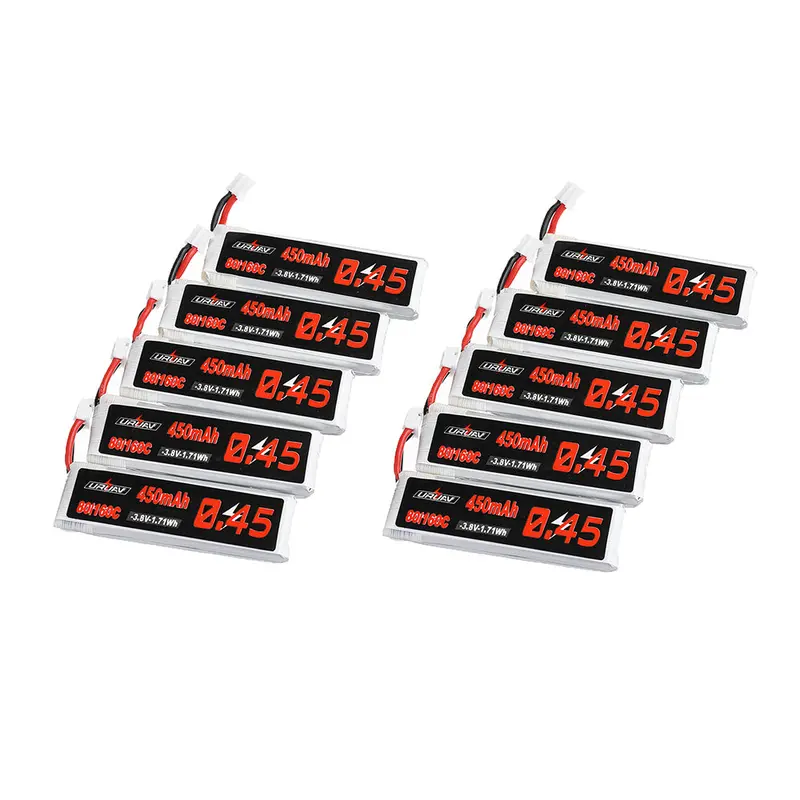 10Pcs Uruav 3.8V 450Mah 80C/160C 1S Lipo Battery Ph2.0 Plug For Emax Tinyhawk Ii 75Mm Tiny7 Happymodel Snapper7 1