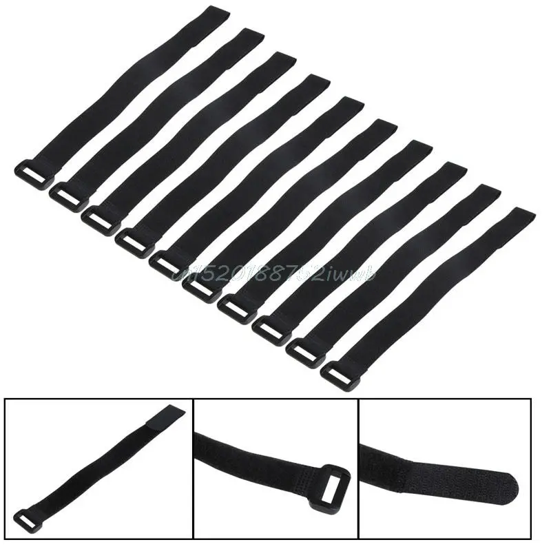10X 30*2Cm Strong For Rc Battery Tie Down Strap Reusable Antiskid Cable Straps Black 1