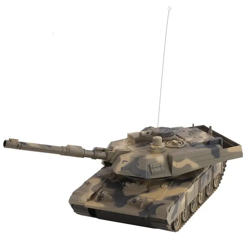 1:14 4Ch Simulation Rc Military Tank Turret Rotation Light & Music Remote Control Model Long Distance Control Kids Toy Gift 1