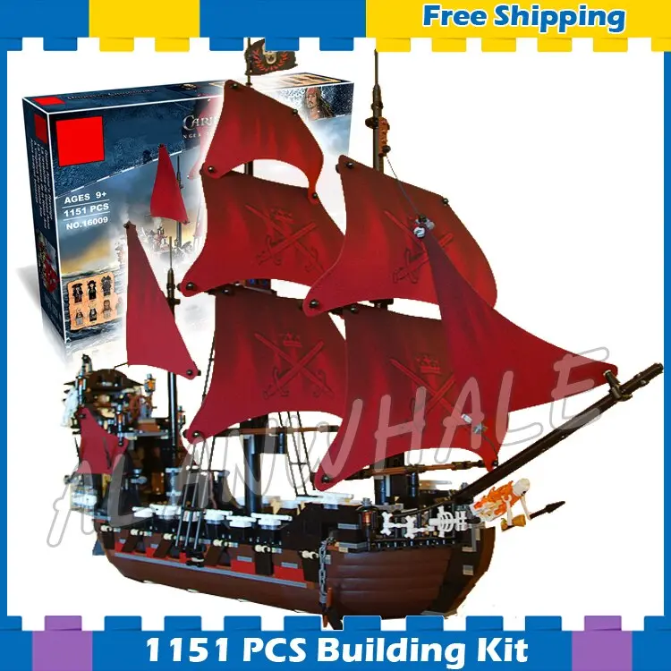 1151Pcs Battle Ship Pirates Of The Caribbean Queen Anne's Revenge 16009 Model Building Blocks Boys Bricks Compatible With Lego 1
