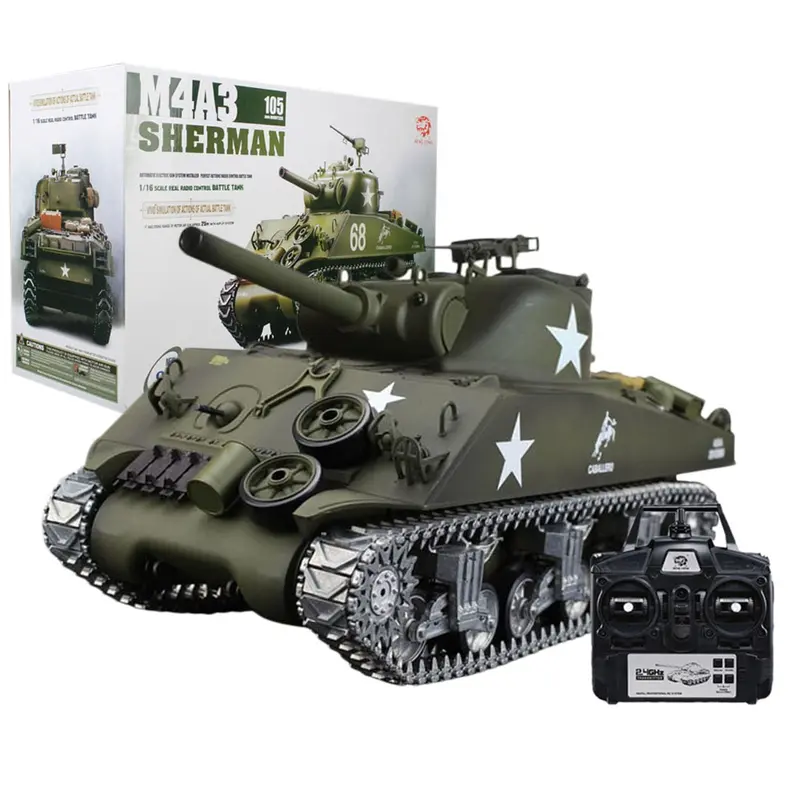 1:16 American M4a3 Sherman Simulated Tank 2.4G Remote Control Model Military Tank Sound Smoke Shooting Effect Metal Ultimate 1