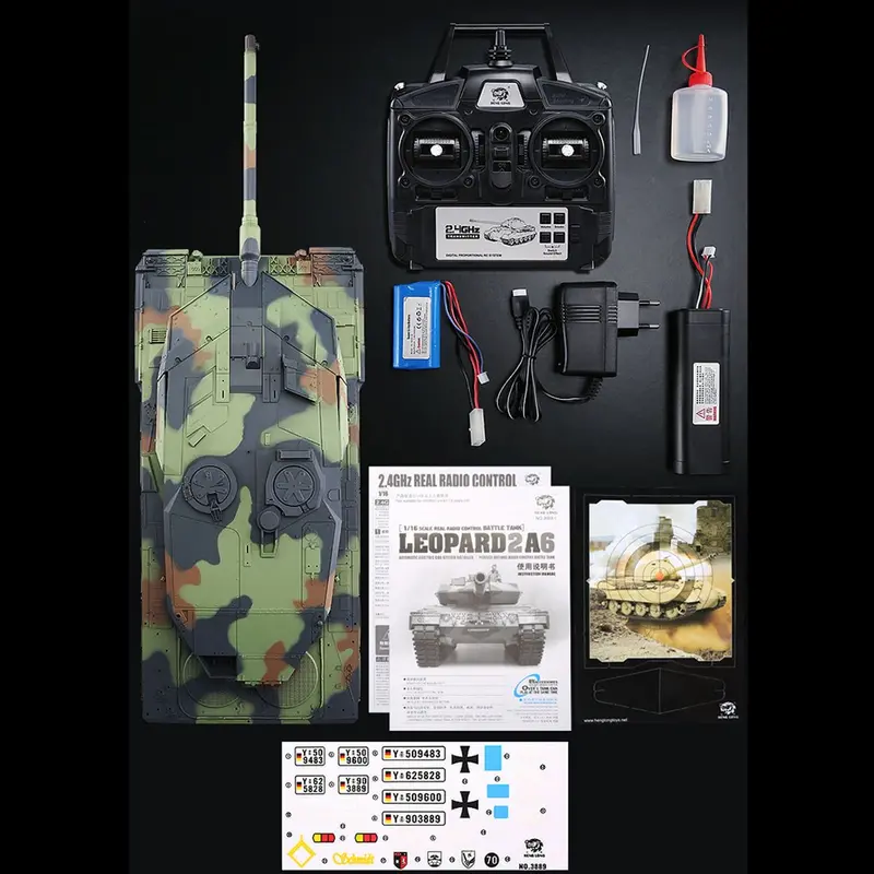 1:16 German Leopard 2A6 Main Battle Tank 2.4G Remote Control Model Military Tank Sound Smoke Shooting Effect Metal Upgraded 1