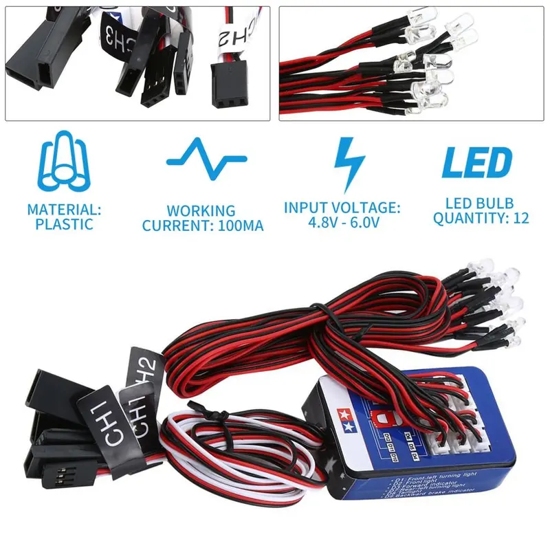 12 Led Lighting Kit Steering Brake Simulation Flash Light For 1/10 Rc Car For Yokomo For Tamiya Exquisitely Designed 1