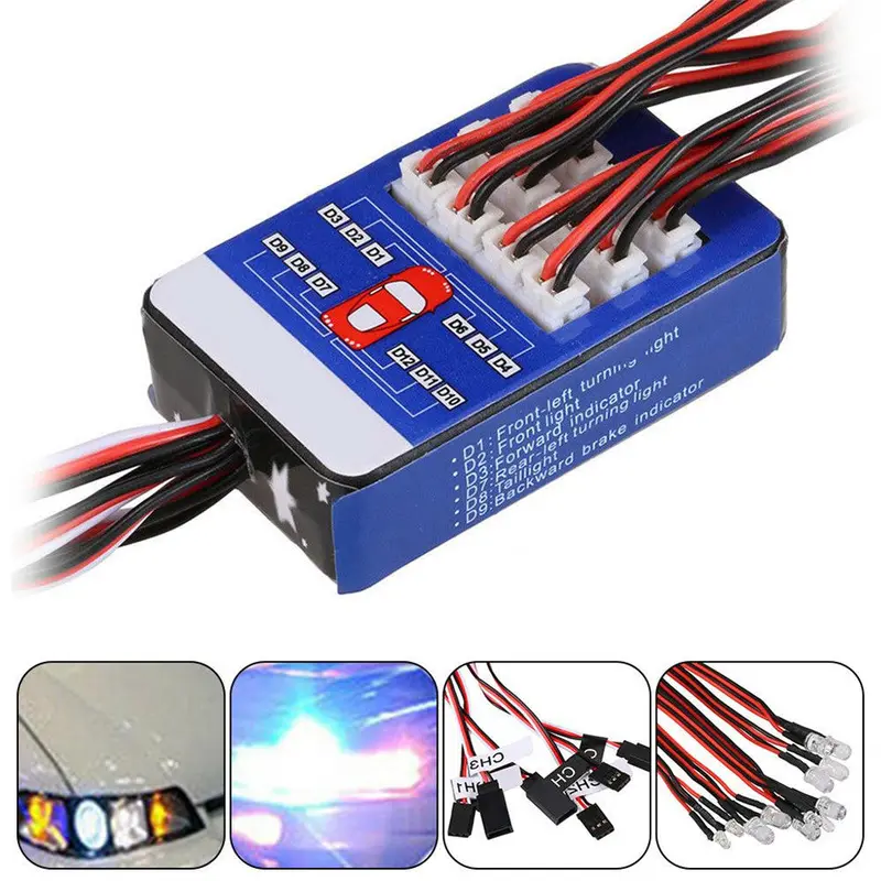 12 Led Lighting Kit Steering Brake Simulation Flash Light For 1/10 Yokomo Tamiya Hsp Hpi Rc Car 1
