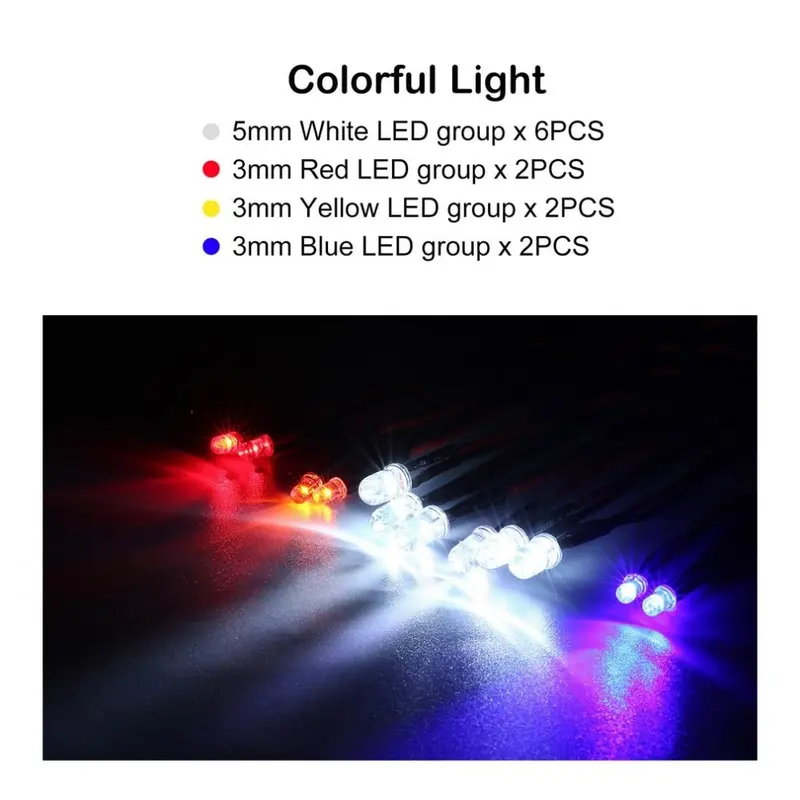 12 Ultra Led Flashing Bright Light Strobe Lamps Kit System For 1/10 1/8 Rc Drift Hsp Tamiya Cc01 4Wd Axial Scx10 Rc Car Truck 2