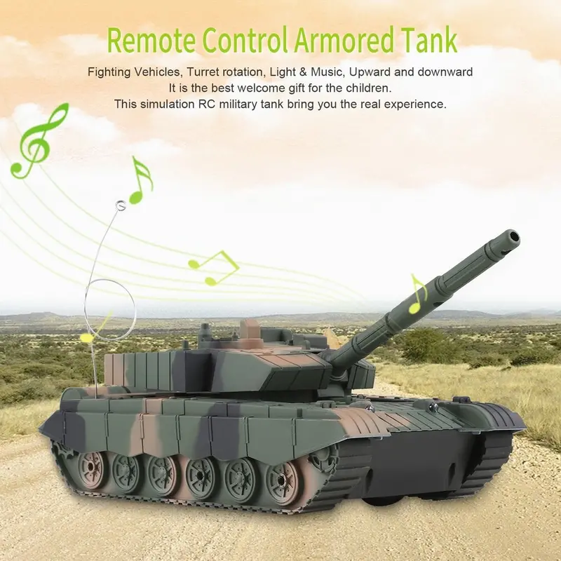 1:20 4Ch Power Remote Control Tank Military Vehicle Armored Tank Battle Tanks Turret Rotation Light & Music Rc Model Kids Toys 5