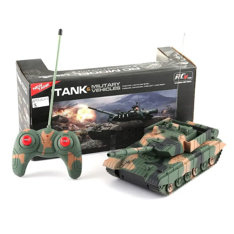 1:20 Rc Tank Toy Military Vehicle 4Ch Remote Control Armored Tank Battle Tanks Turret Rotation Light & Music Rc Model Kids Toy 1