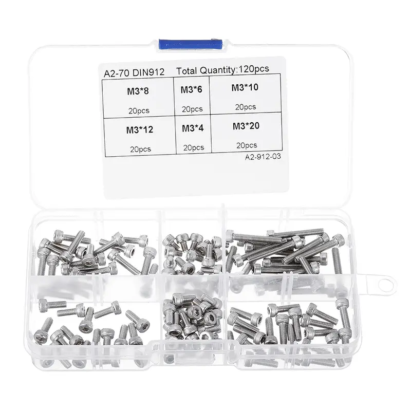 120Pcs M3 304 Stainless Steel Din912 Screw Hex Socket Cap Repair Tools For Rc Model 1