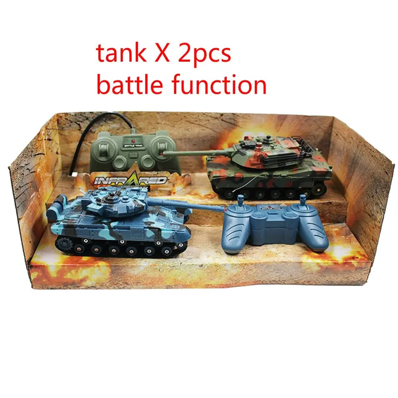 1:24 2Pcs Rc Battle Tank Fight Crawler Chariot Train Simulation Interest Outdoor 180 Cannon Rotation Sweep Collection Multicolor 1