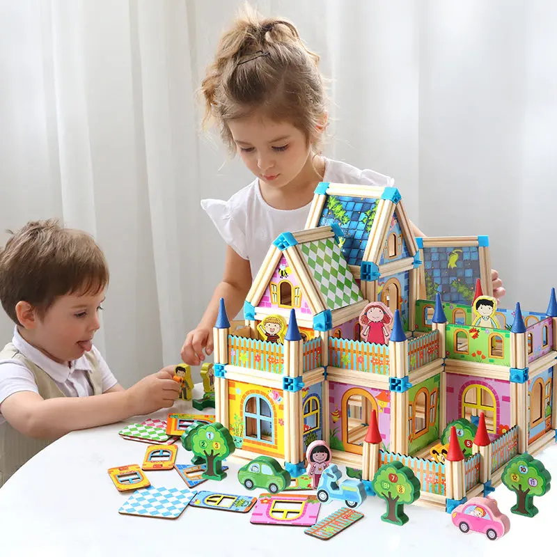 128/268Pcs Master Architecture Building Blocks Toy Children's Wooden Toy Model Building Kits House Models Assembling Block Gift 1