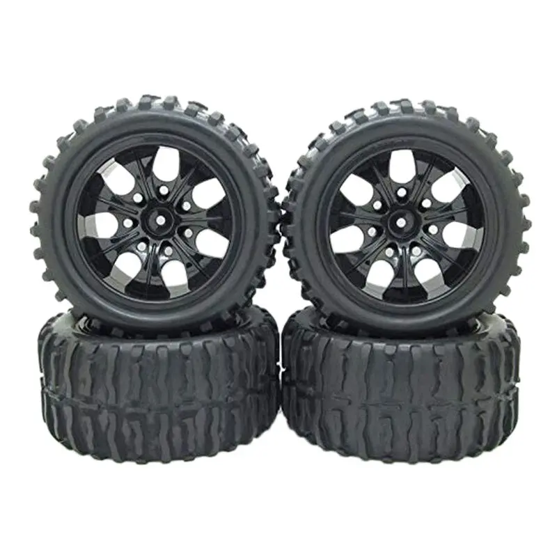 12Mm Hub Wheel Rim And Tires 1:10 Off-Road Rc Car Buggy Tyre With Foam Inserts Black Pack Of 4 1