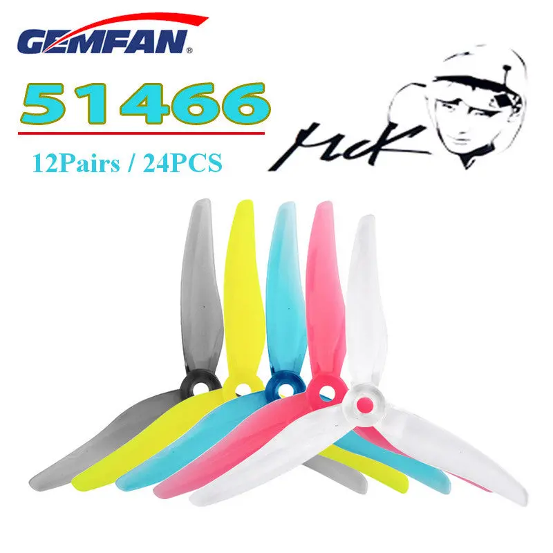 12Pairs 24Pcs Gemfan 51466 Hurricane 5 Inch Durable 3-Blade Propeller Support Popo For Rc Drone Fpv Racing 1