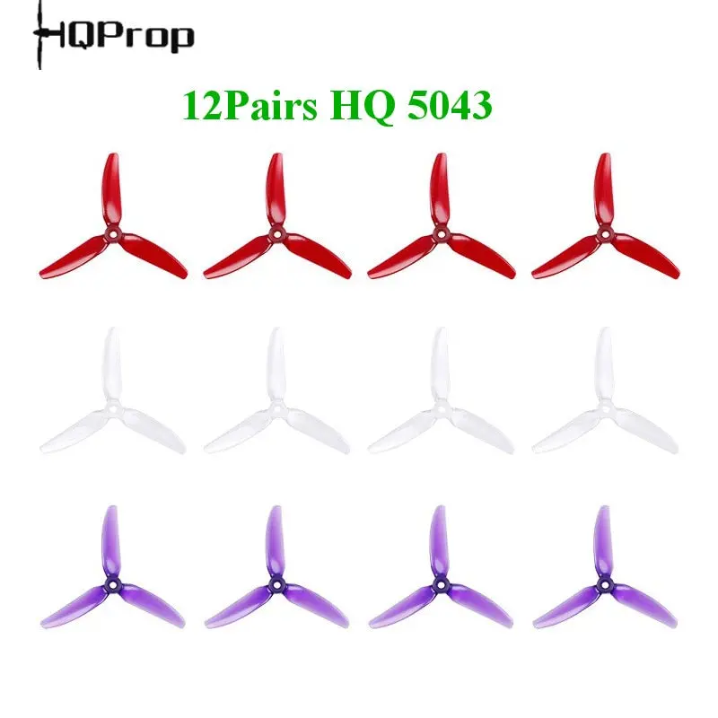 12Pairs 24Pcs Hqprop Hq 5X4.3X3 5043 5Inch 3 Blade/Tri-Blade Propeller Prop Popo For T-Motor Motor Fpv Rc Racing Drone 1