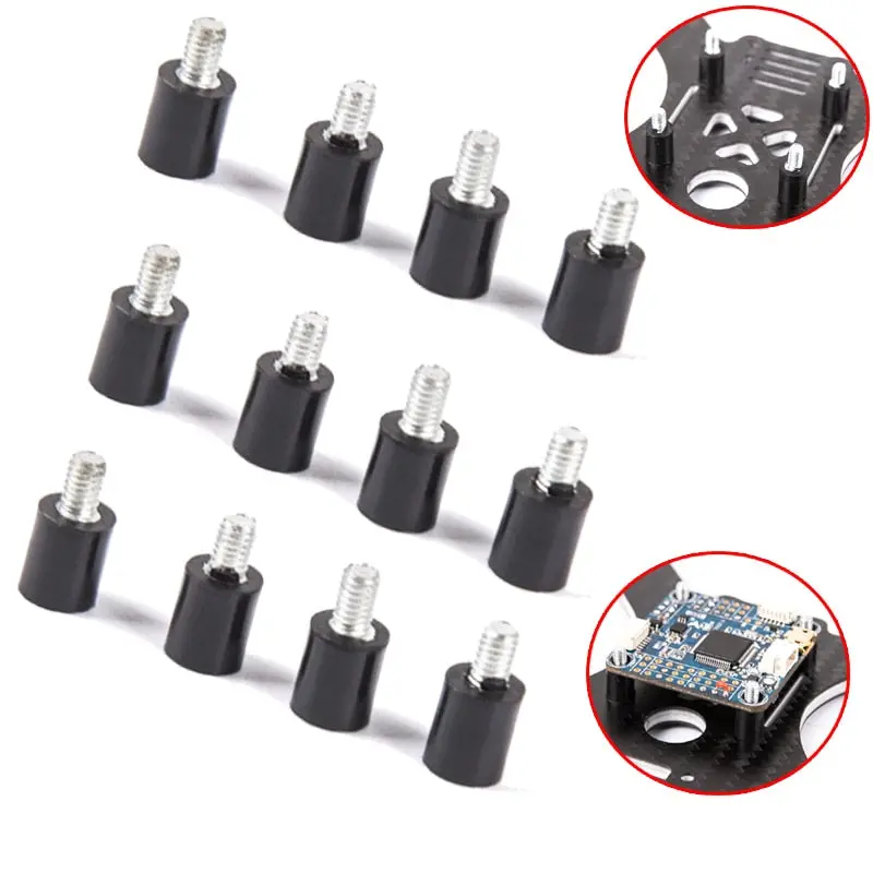 12Pcs M3 Flight Controller Anti-Vibration Standoff Fixed Screw Damper Mounting Hardware For Naze32 Cc3d F3 F4 Rc Quadcopter 1
