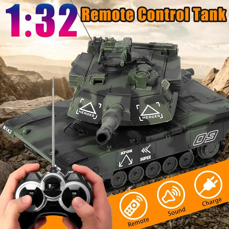 1:32 Rc War Tank Tactical Vehicle Main Battle Military Remote Control Tank With Shoot Bullets Model Electronic Hobby Boy Toys 1