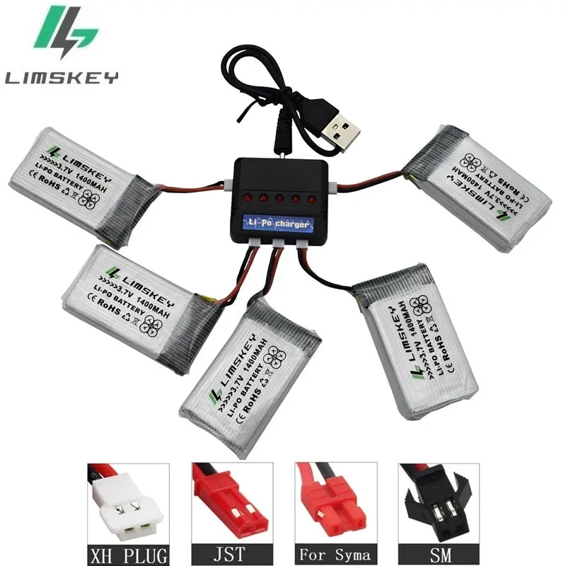 1400Mah 3.7V Lipo Battery For Syma X5 X5s X5c X5sc X5sh X5sw M18 H5p Hq898b Hq859b H11d H11c T64 T04 T05 F28 F29 T56 T57 Charger 1